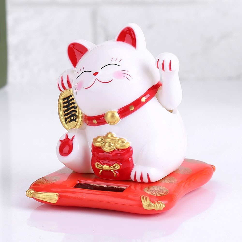 White Pack of 2 Solar Powered Waving Cat H674410