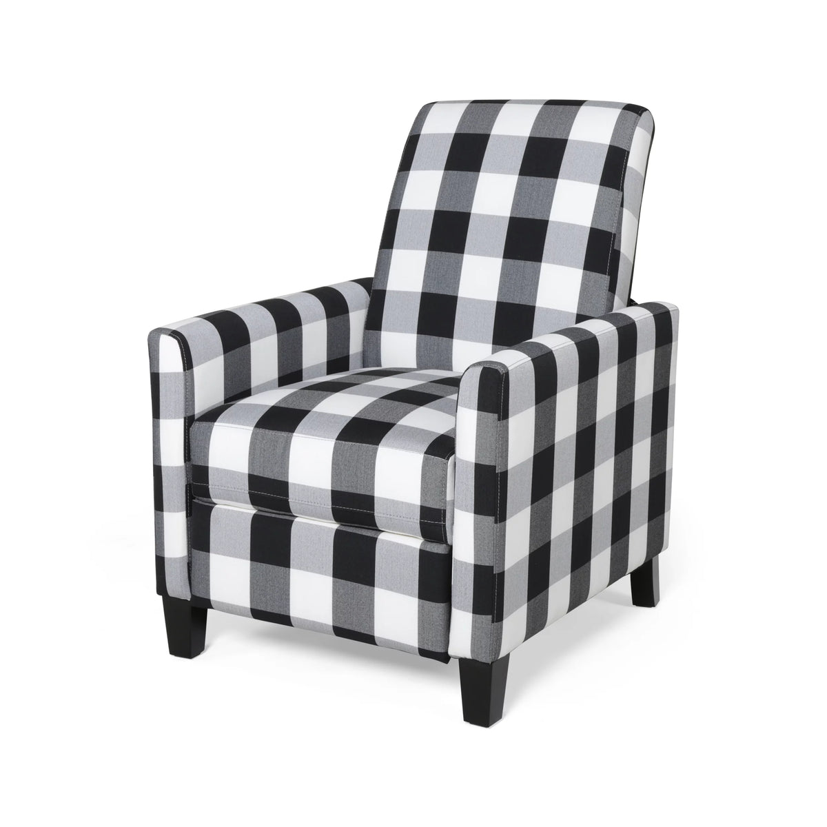 Black Checkerboard Fabric Push Back Recliner D715467