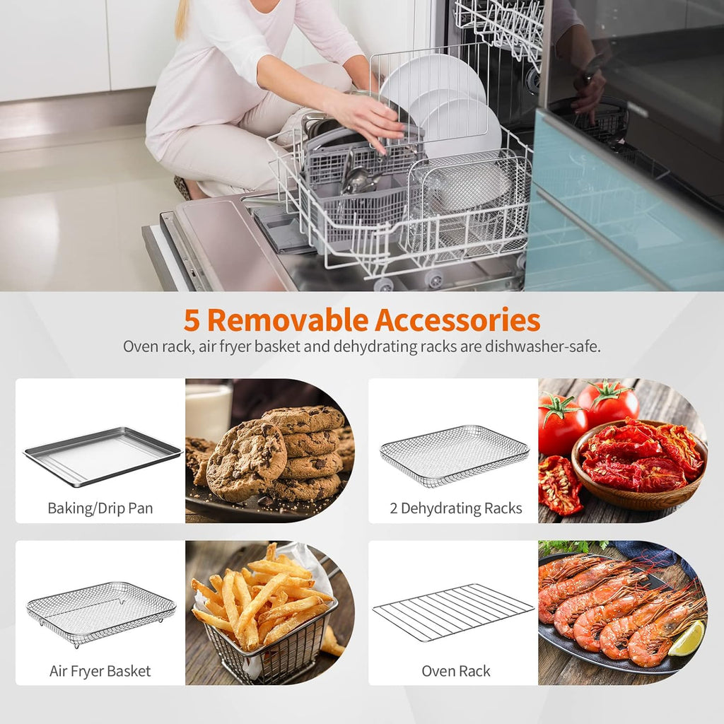 21 QT Air Fryer Toaster Oven Combo with 8 Preset Functions, Silver N545453