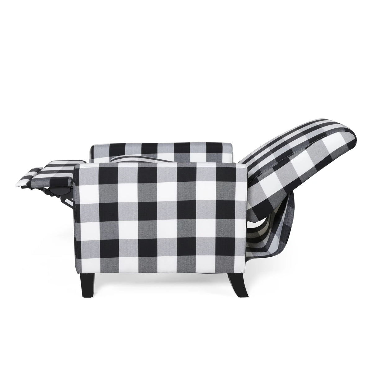Black Checkerboard Fabric Push Back Recliner D715467
