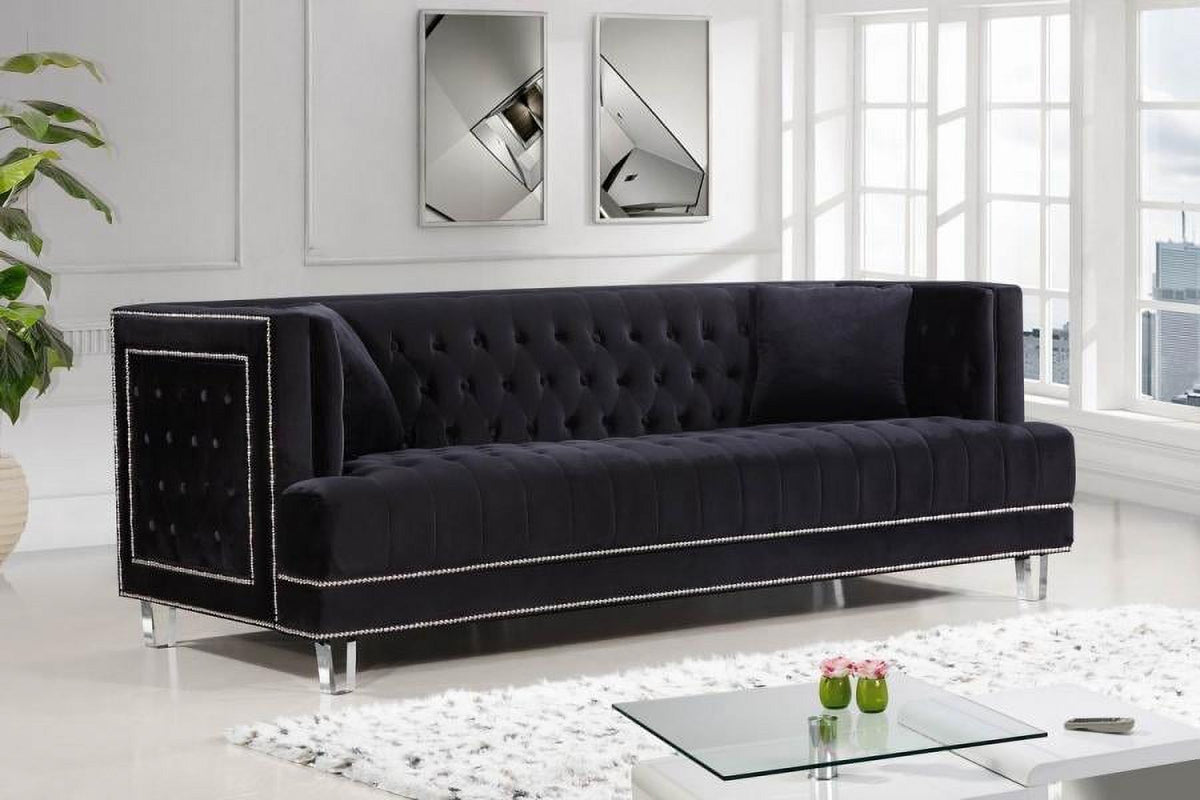Black Velvet Fabric Acrylic Legs Set 3 Pcs J46475