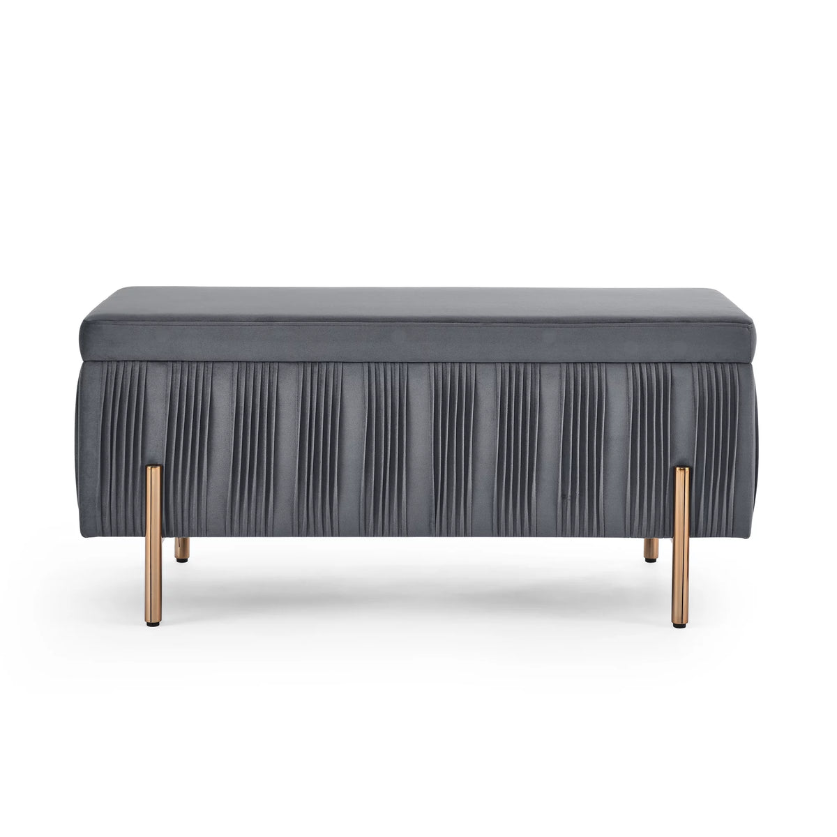 Grey Velvet Storage Bench T70299