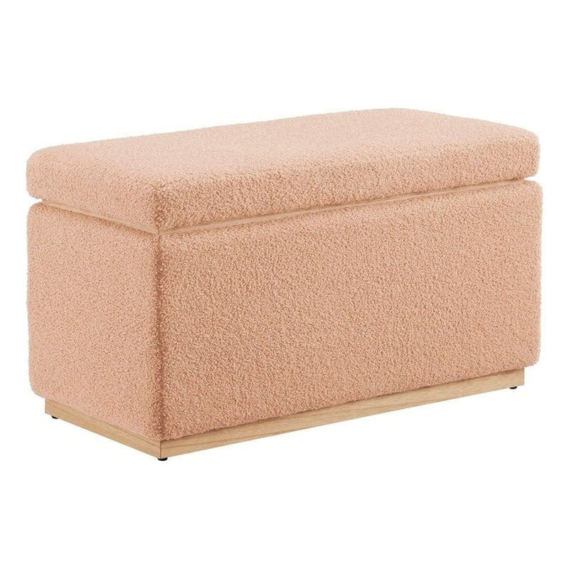 Tan Rectangle Sherpa Storage Ottoman E3843