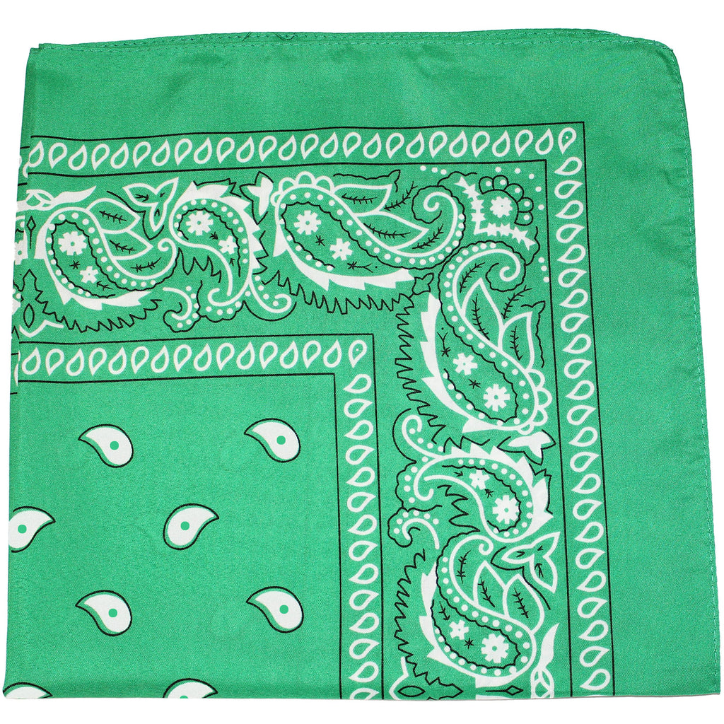 150 Paisley 100% Polyester Bandanas (Green) H857890