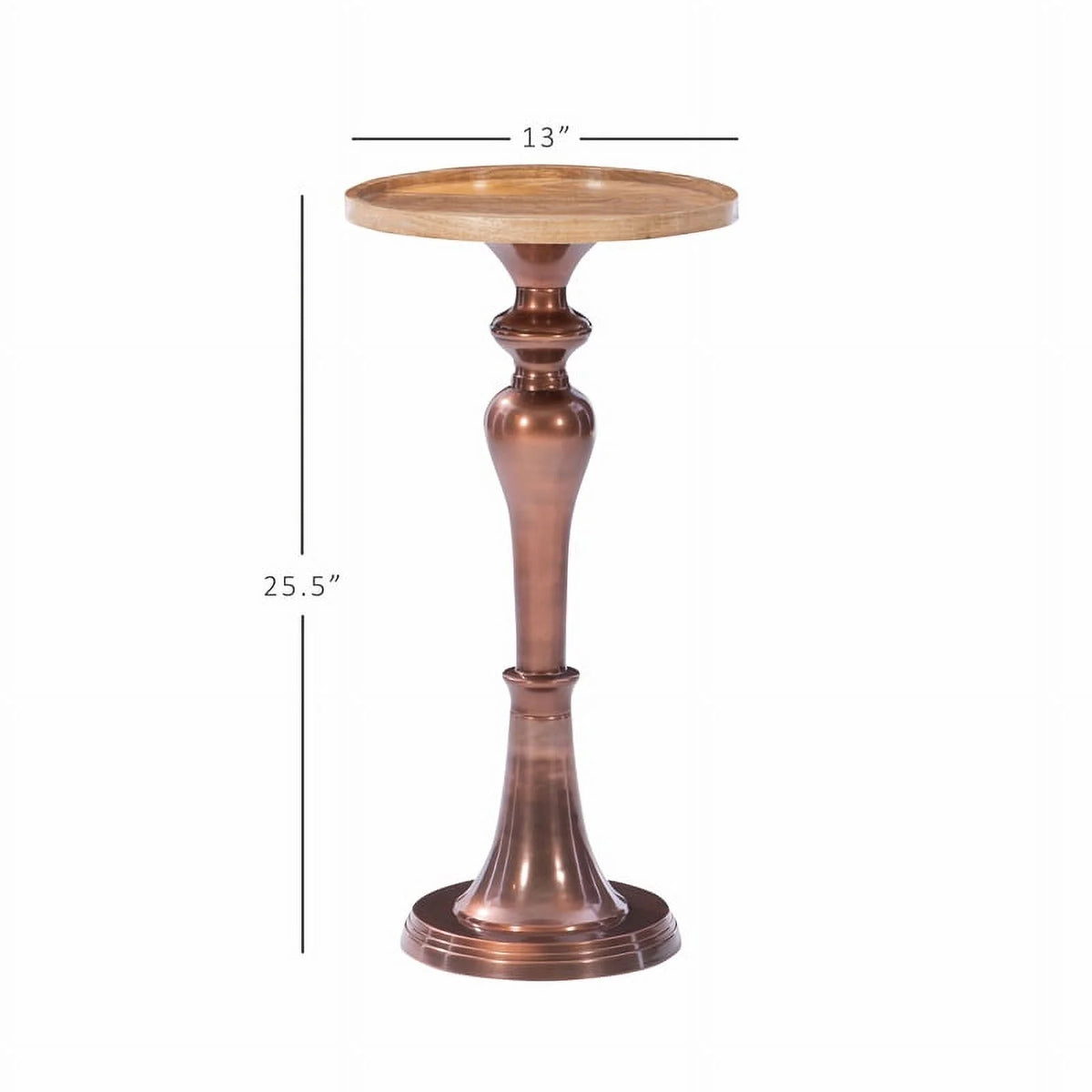 Mango Wood and Aluminum Side Table H477