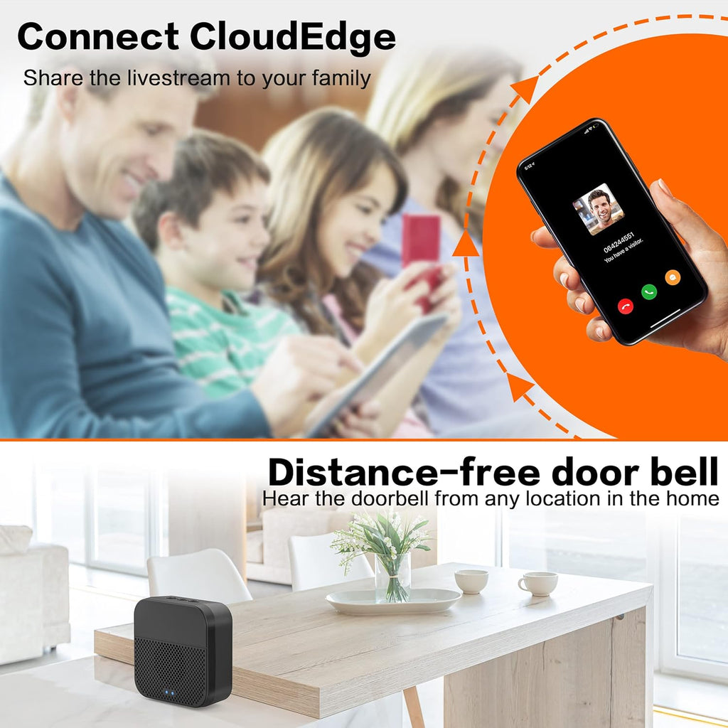 2K Wireless Video Doorbell Camera with Motion Detection and Night Vision F476886