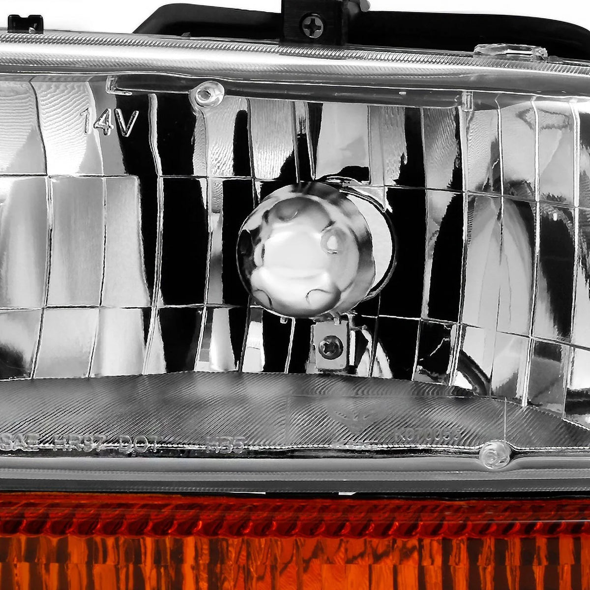 Chrome Driver Left + Passenger Right Side Headlights + Signal Lamp Pair Set K3009
