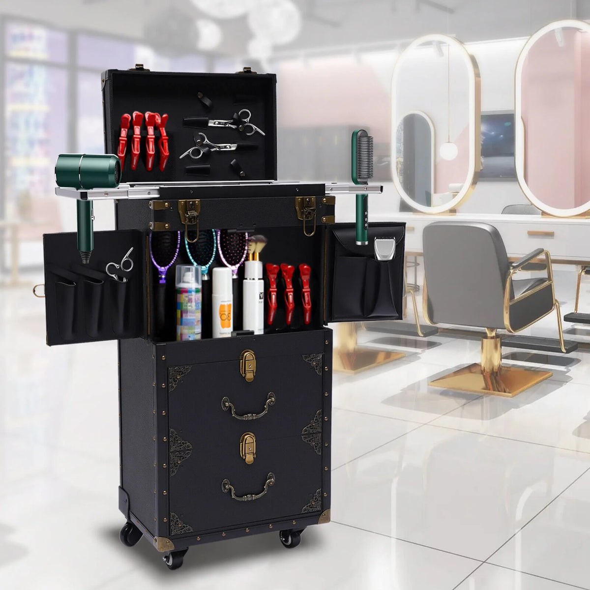 Portable Rolling Makeup Train Case Cosmetic Organizer P48635