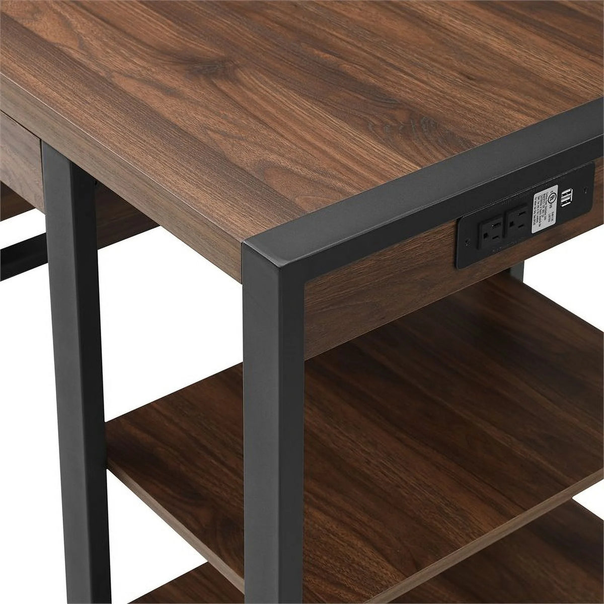 60" Industrial Wood Computer Desk in Dark Walnut H456