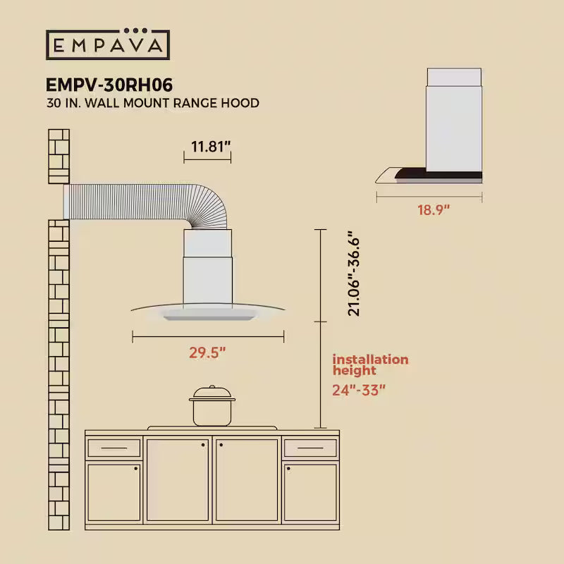 30 in. 400 CFM Stainless Steel Wall Mount Range Hood X412991