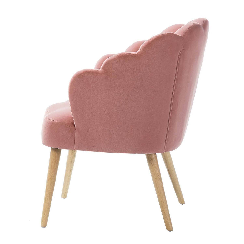 Pink Scalloped Velvet Arm Chair Set of 2 U79419