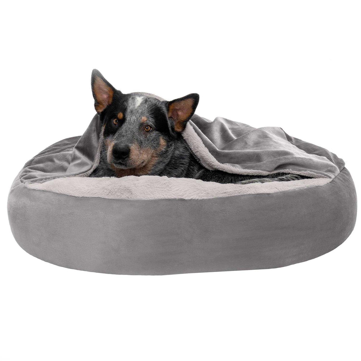 Faux Fur Hooded Donut Bed Q939