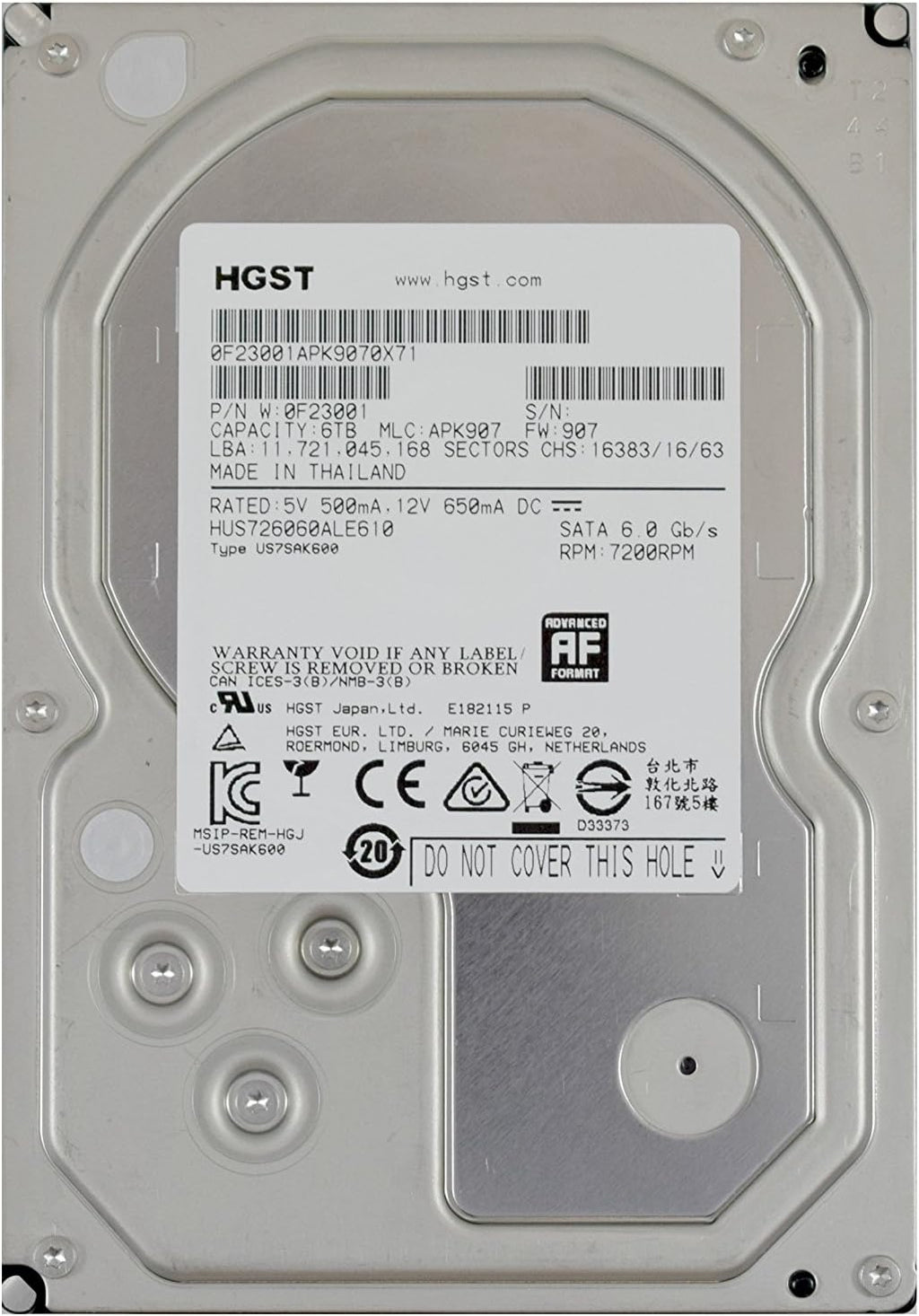 6TB 7200 RPM SATA 3.5 Enterprise Hard Drive G774