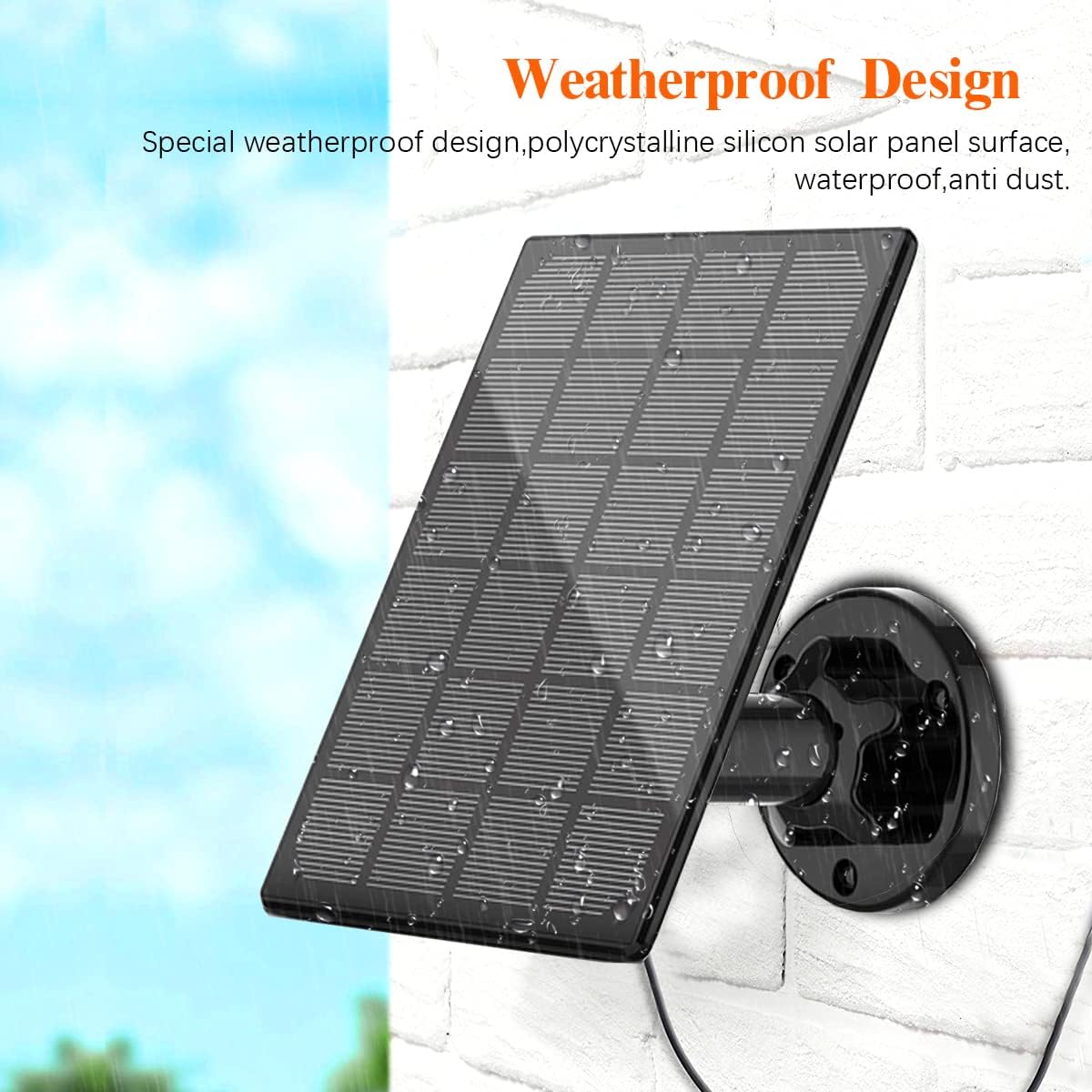 Waterproof 3.6W Solar Panel with 10FT Type-C Cable I7425