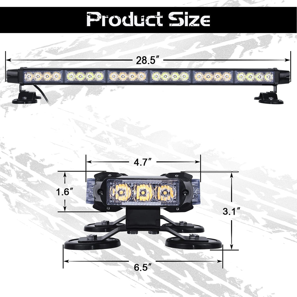 LED Strobe Light Bar 28.5'' 54 LED Emergency Warning Lightbar with Strong Magnetic and 16ft Cable M1547