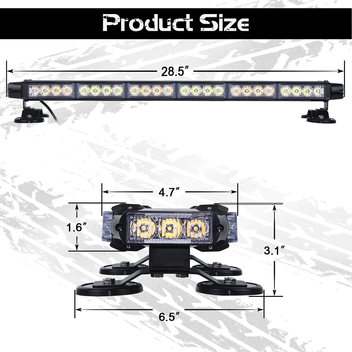 LED Strobe Light Bar 28.5'' 54 LED Emergency Warning Lightbar with Strong Magnetic and 16ft Cable M1547
