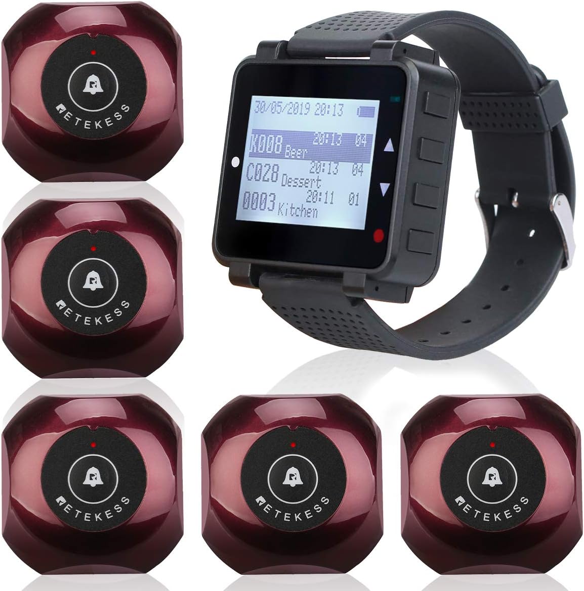Caregiver Pager, Wrist Call Button, 5 1-Key Call Buttons, Pack of 2 R912