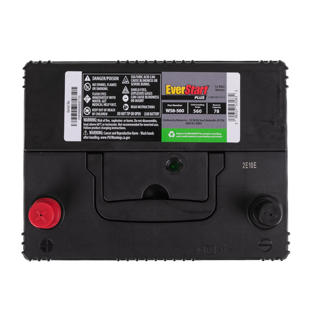 Lead Acid Automotive Battery, Group Size 58 - 12 Volt 560 CCA 78 RC T548612
