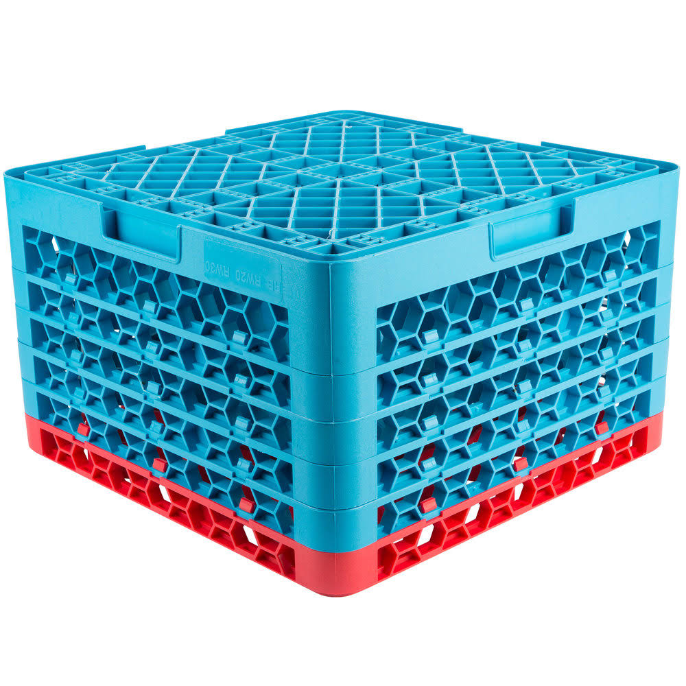Red Color-Coded Glass Rack with 5 Extenders L536863