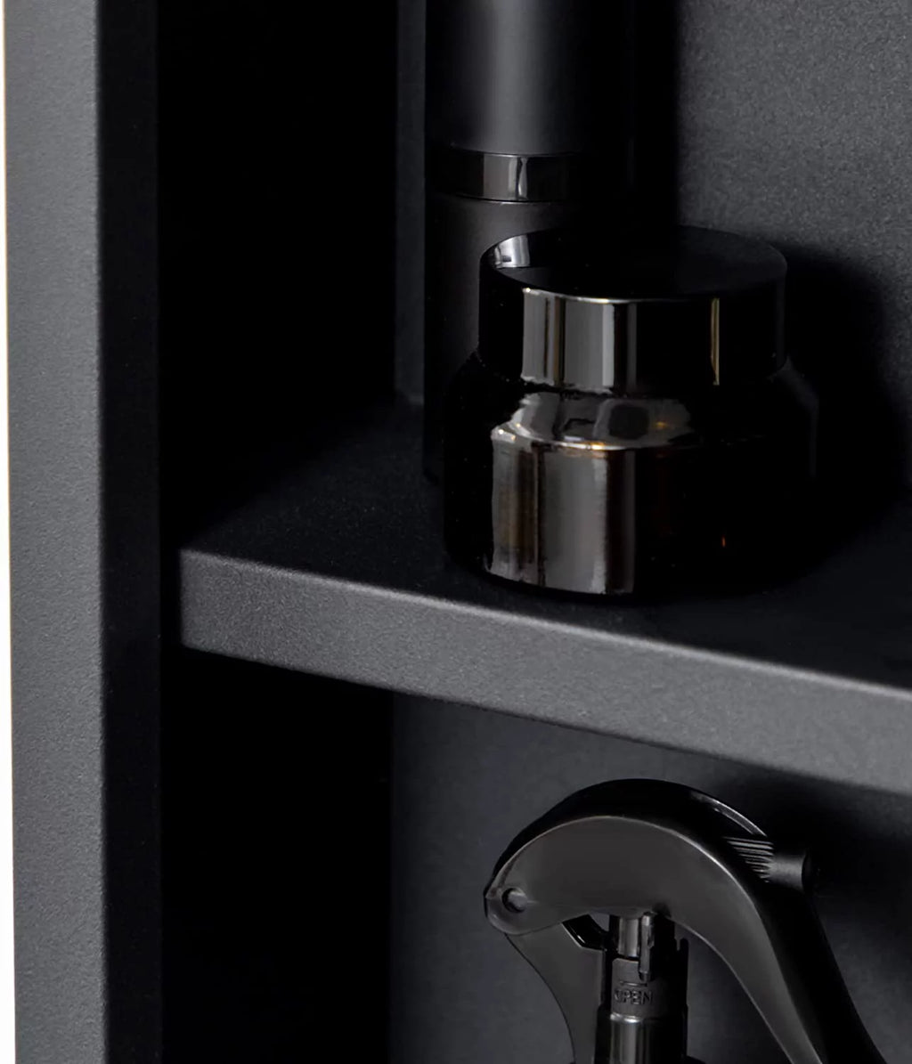 Black Stainless Steel Wall-Mounted Medicine Cabinet with Mirror X53683