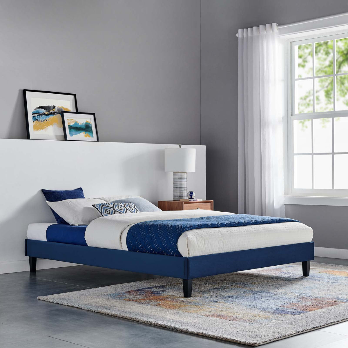 Full Size Velvet Platform Bed Frame V851