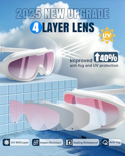 2 Pack Anti Fog UV Wide View Swim Goggles P850