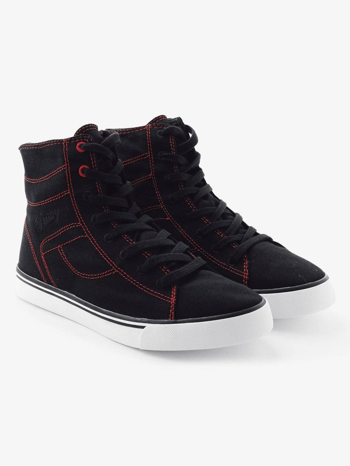 Black Red Canvas High Tops U875