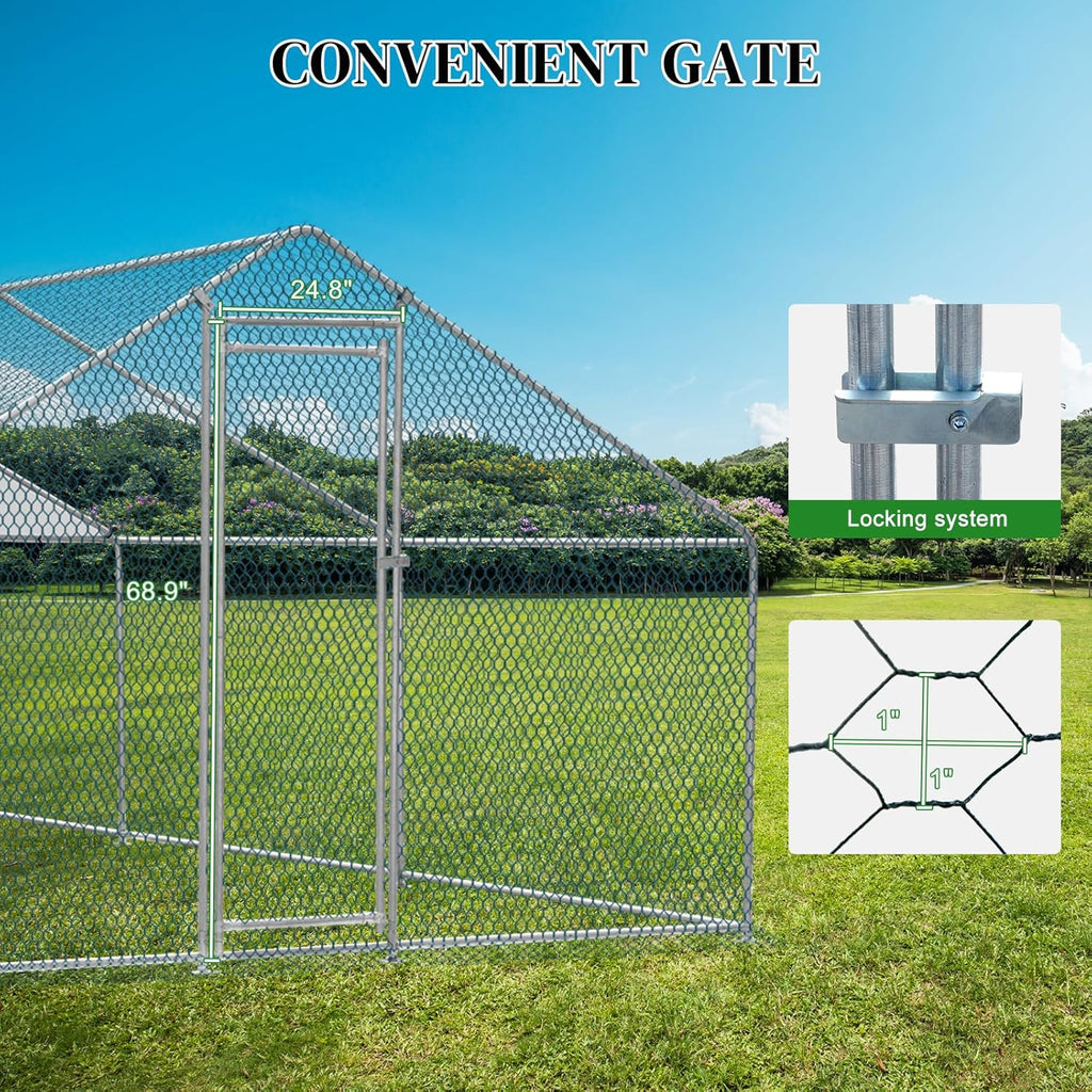 20 x 10 ft Metal Chicken Coop with Waterproof Cover F807814