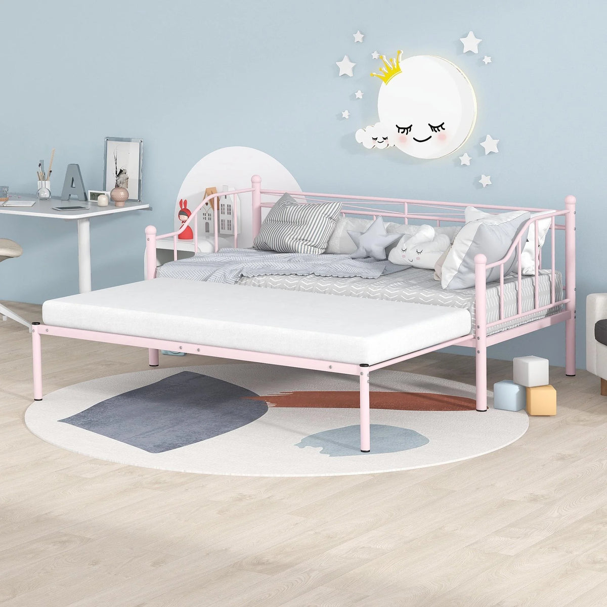 Pink Twin Metal Daybed with Trundle S2117