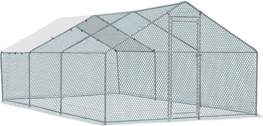 20 x 10 ft Metal Chicken Coop with Waterproof Cover F807814