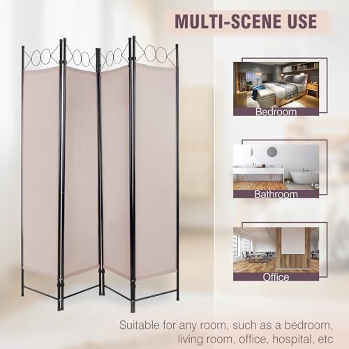 Black 6FT Steel Frame Folding Room Divider L53289