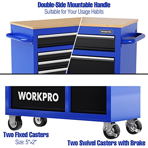 46-Inch 9-Drawers Rolling Tool Chest with Wooden Top A804