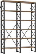 Double Wide 6-Tier Wood and Metal Bookshelf S1427