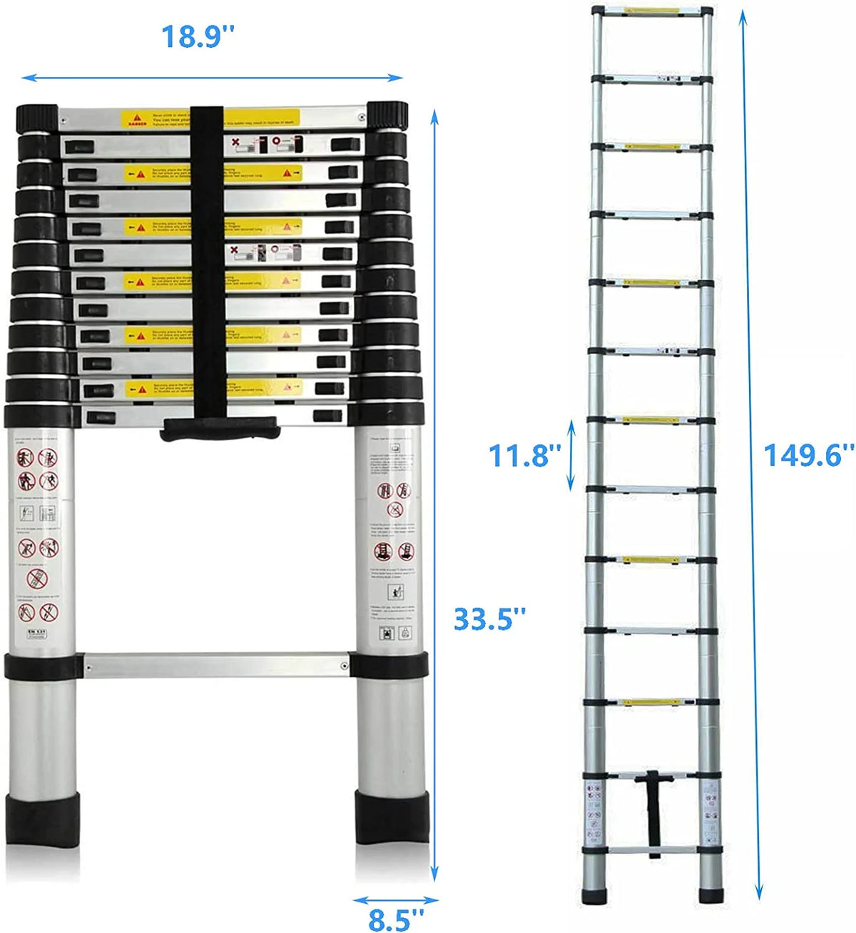 12FT Aluminum Telescoping Folding Ladder, 330lbs Max Load Capacity U2350