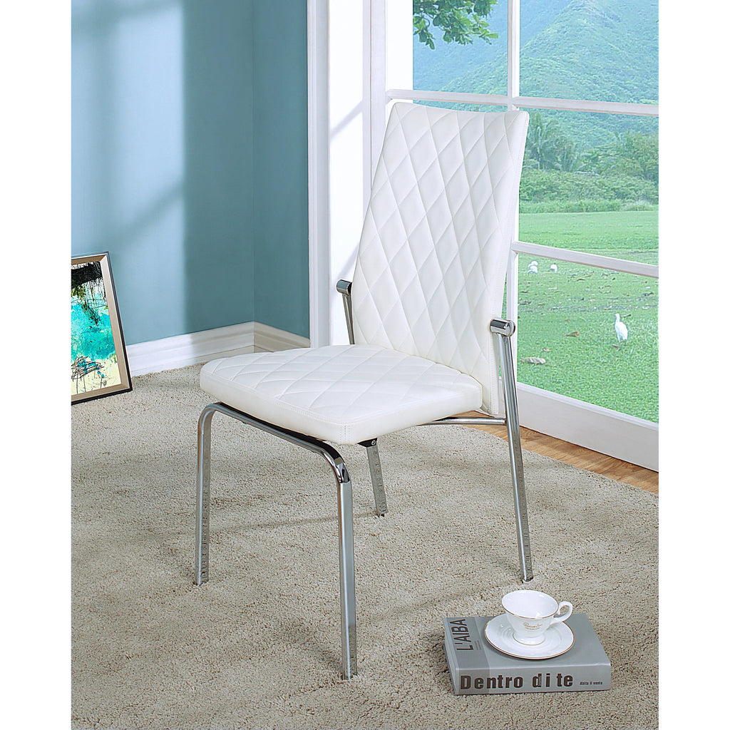 White Metal Tufted Dining Chairs Set of 2 H14945