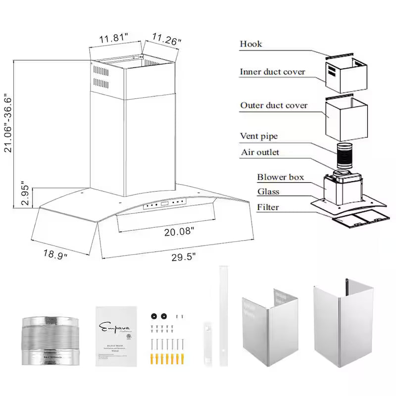 30 in. 400 CFM Stainless Steel Wall Mount Range Hood X412991