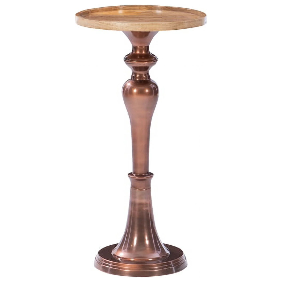 Mango Wood and Aluminum Side Table H477