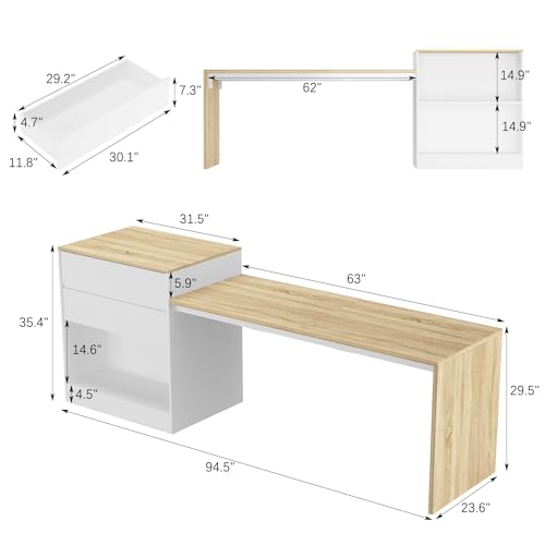 80.7" Wood Kitchen Island with 3 Drawers D822683