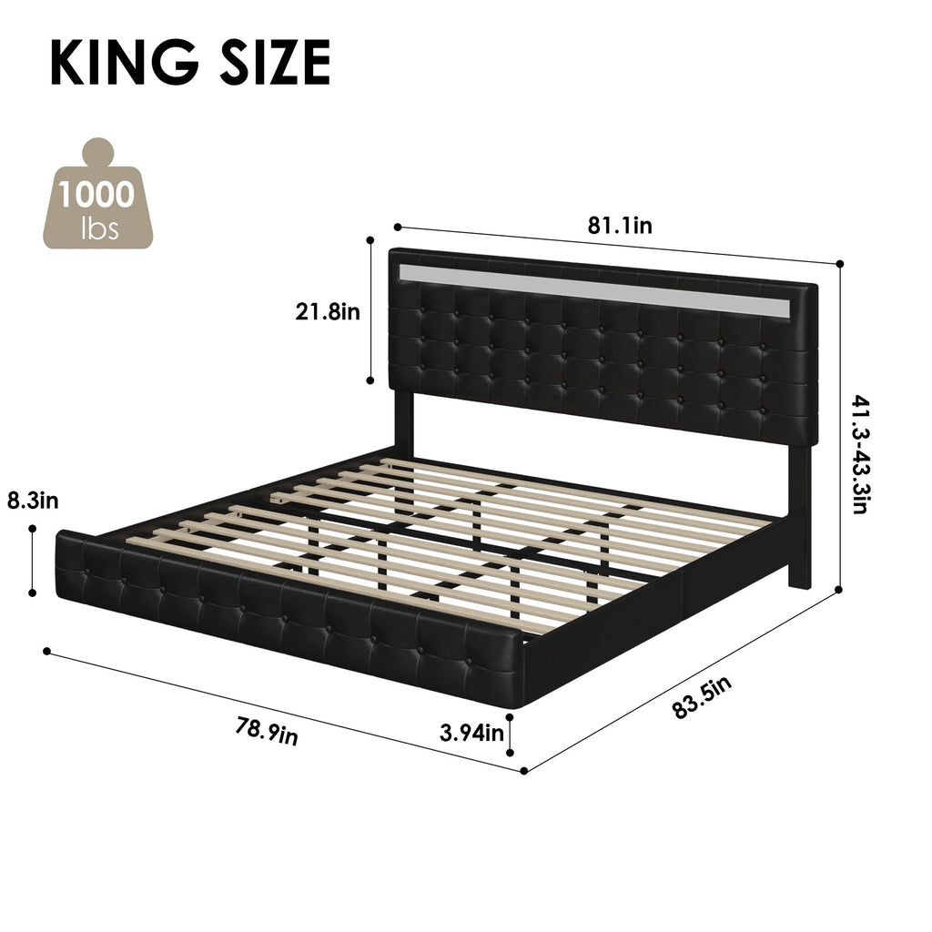 King LED Platform Bed with Under Bed Storage V73047