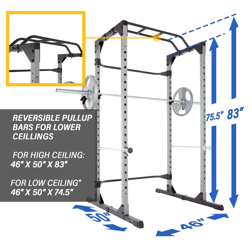 Squat Rack Power Cage with J-Hooks, 800lb Weight Capacity E2508