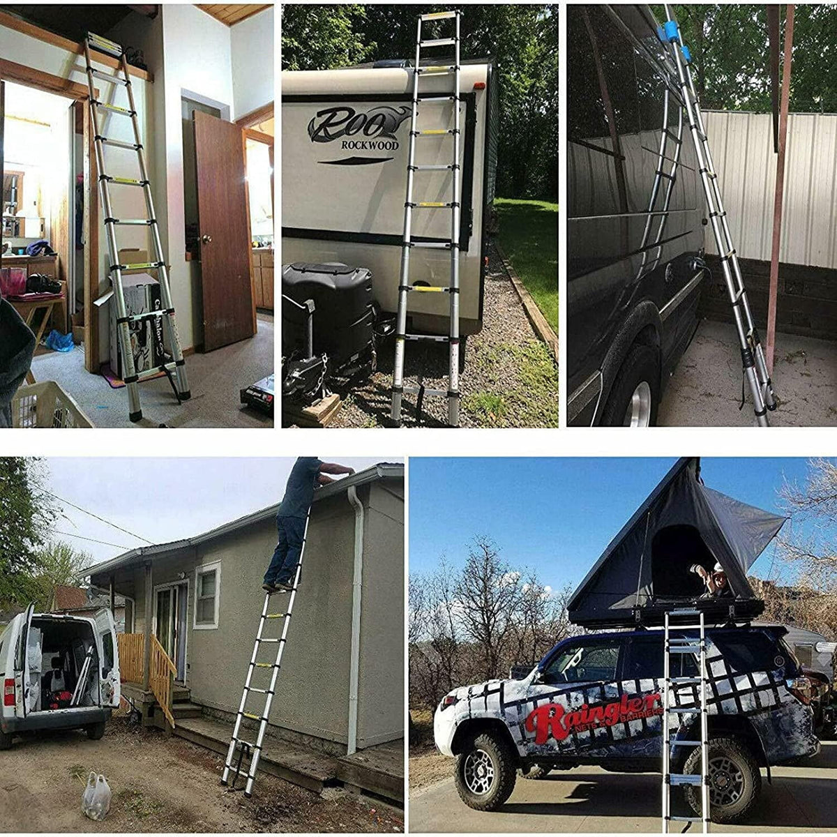 12FT Aluminum Telescoping Folding Ladder, 330lbs Max Load Capacity U2350