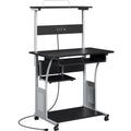 Black 3 Tiers Computer Desk with Charging Station D926