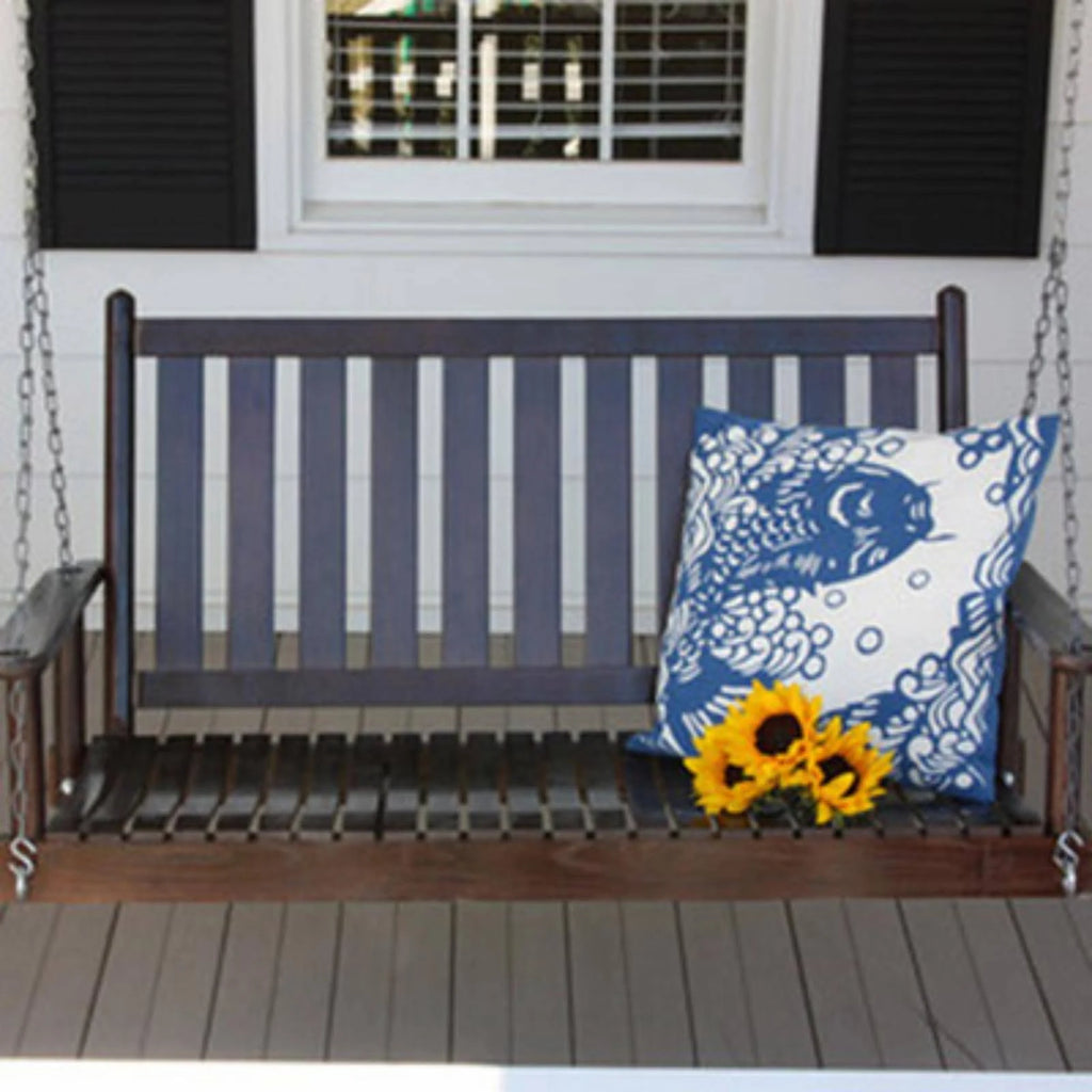 Wood Porch Swing with Vertical Slat Back and Seat U9434