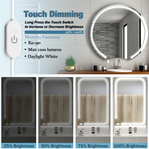 LED Vanity Mirror Lights, 6000K Dimmable Self-Adhesive Strip Lights X578328