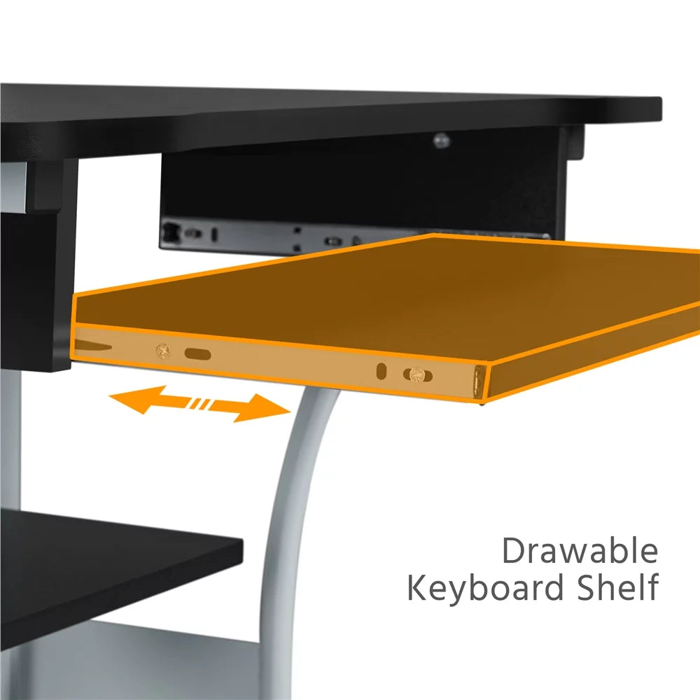 Black 3 Tiers Computer Desk with Charging Station D926