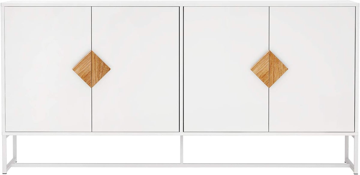 White 2 Door Sideboard with Solid Wood Handles and Metal Legs C158