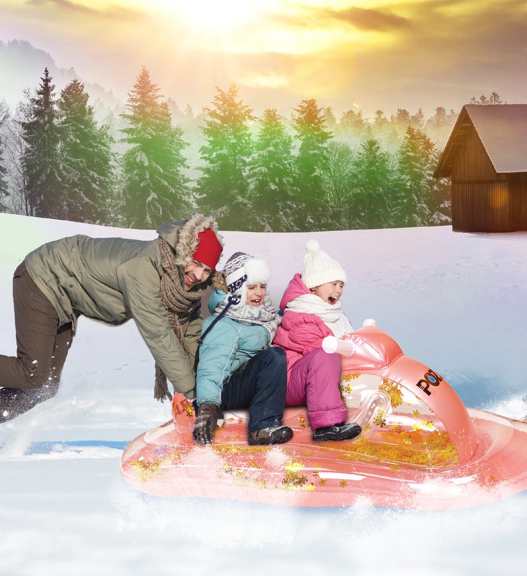 Inflatable Snowmobile Sled Set of 3, Rose Gold, Gold, and Silver, 51 Inches J3503