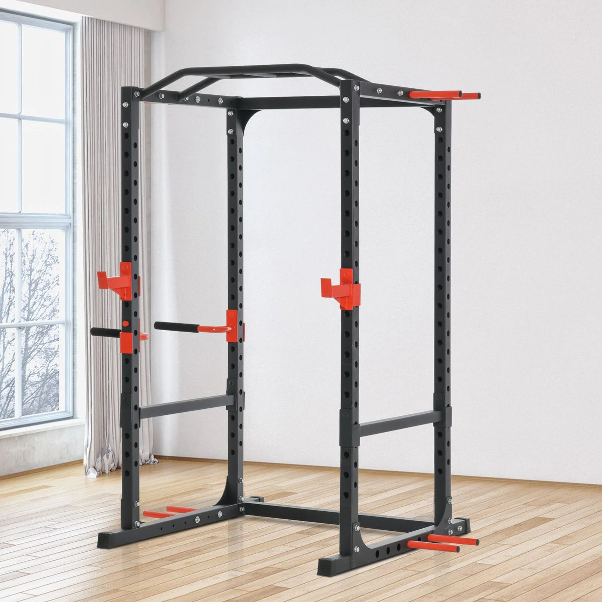 Adjustable Power Tower Dip Station Pull Up Bar Squat Rack Power Cage V82598