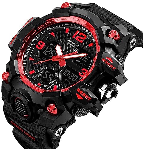 Men's Analog Sports Watch LED Military Digital Watch Electronic Stopwatch Large Dual Dial Time Outdoor Army Wrist Watch Tactical H529