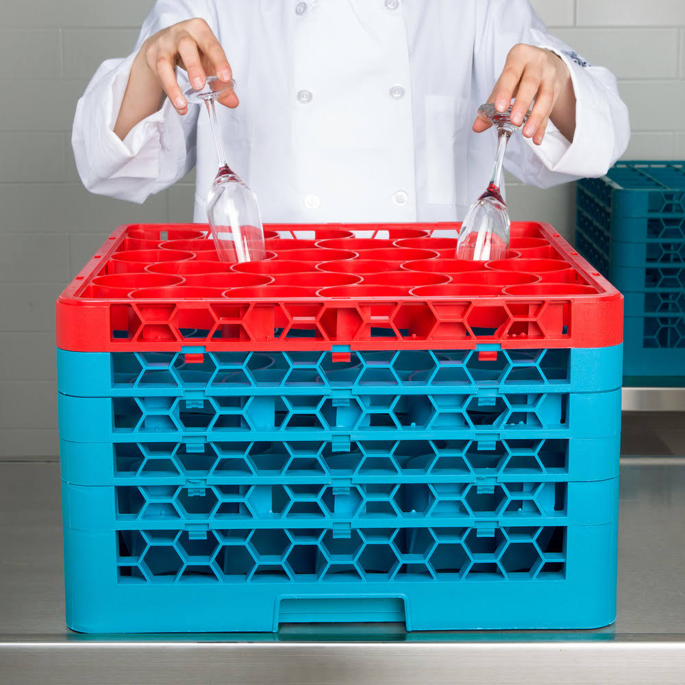 Red Color-Coded Glass Rack with 5 Extenders L536863